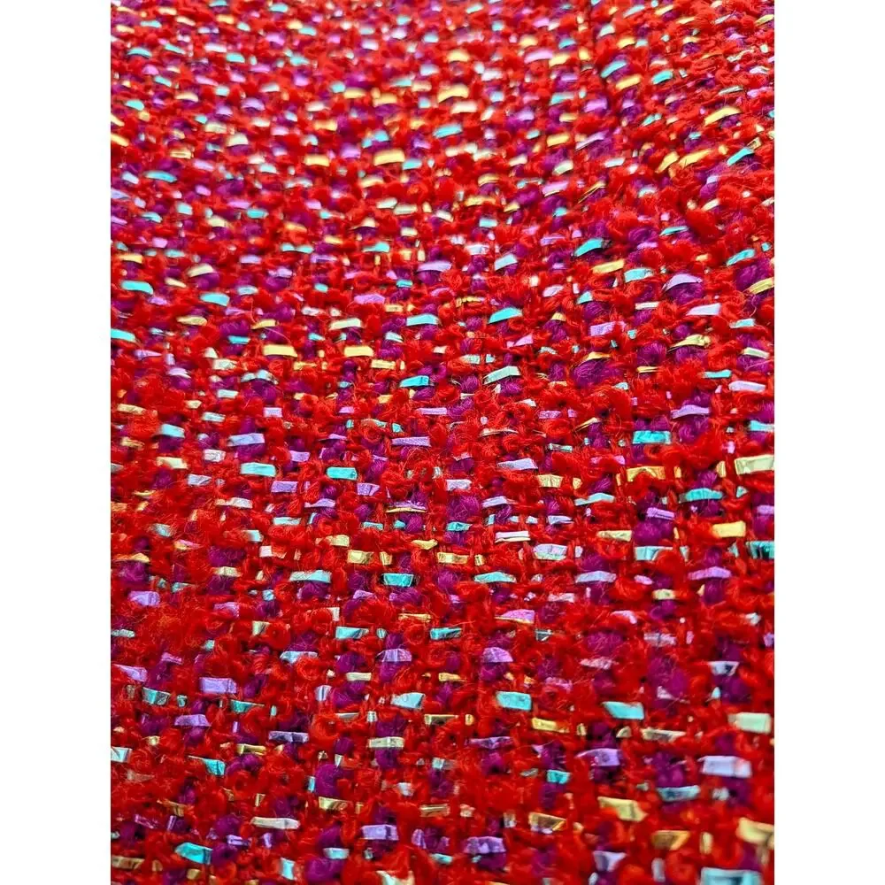 Area Crystal Bow Mini Dress Red Metallic Tweed Size 8 Cocktail Dress $1,595 - Picture 7 of 10